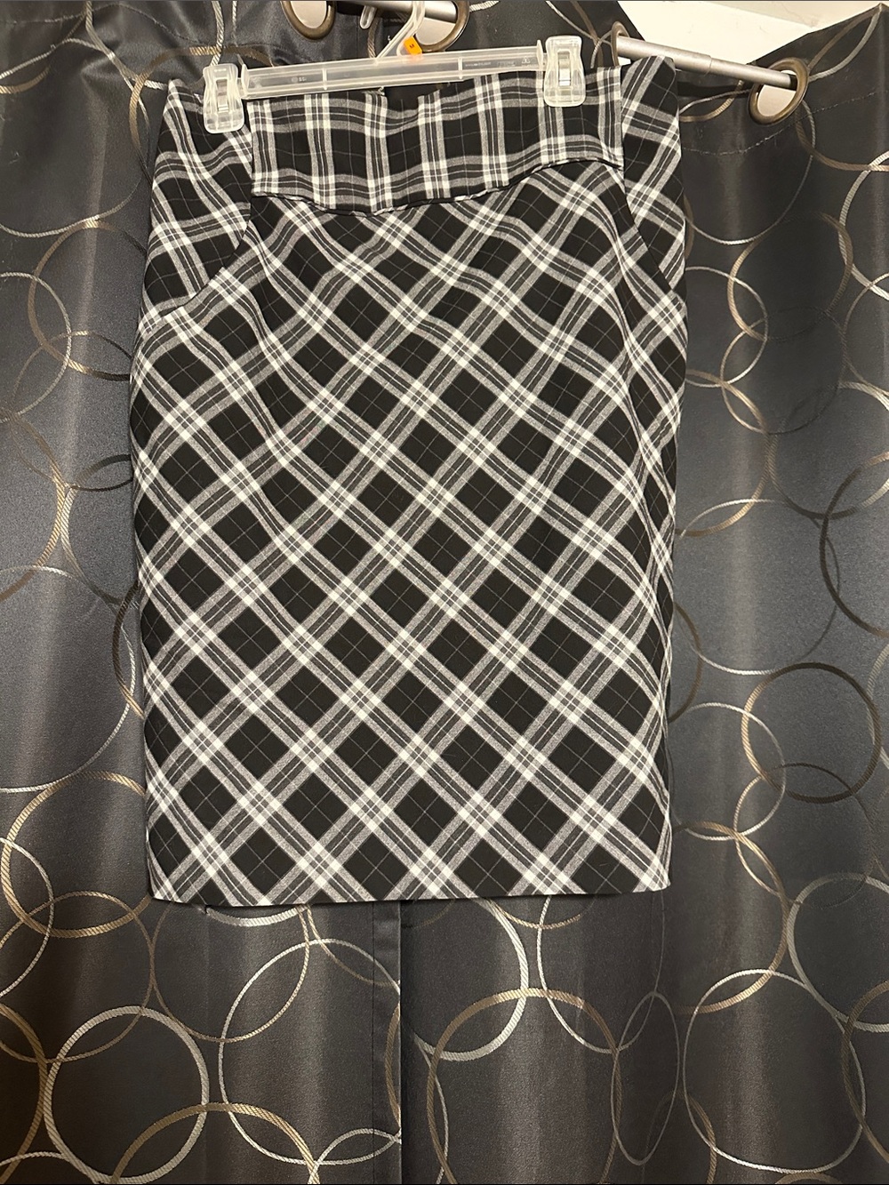 Express Black & White Plaid Pencil Skirt